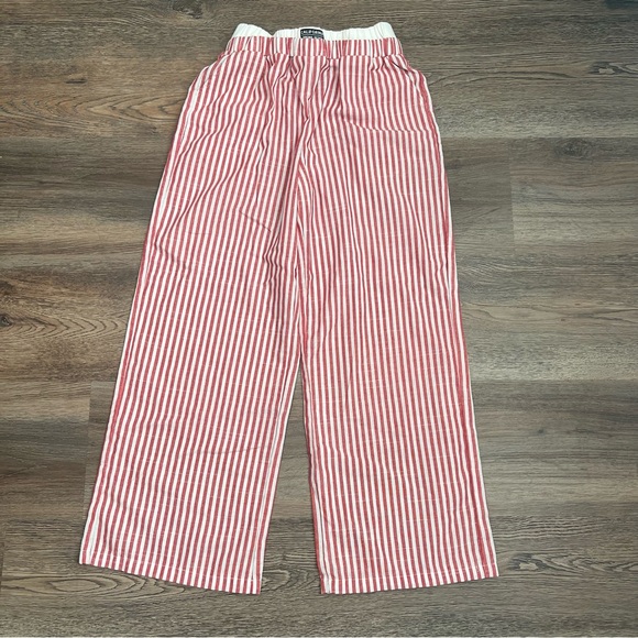 Striped Red and White Linen Pants California Original Design Small - Picture 1 of 6